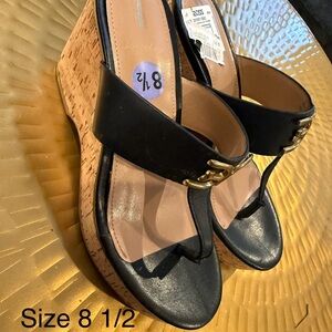 Women's Black Wedge Sandals